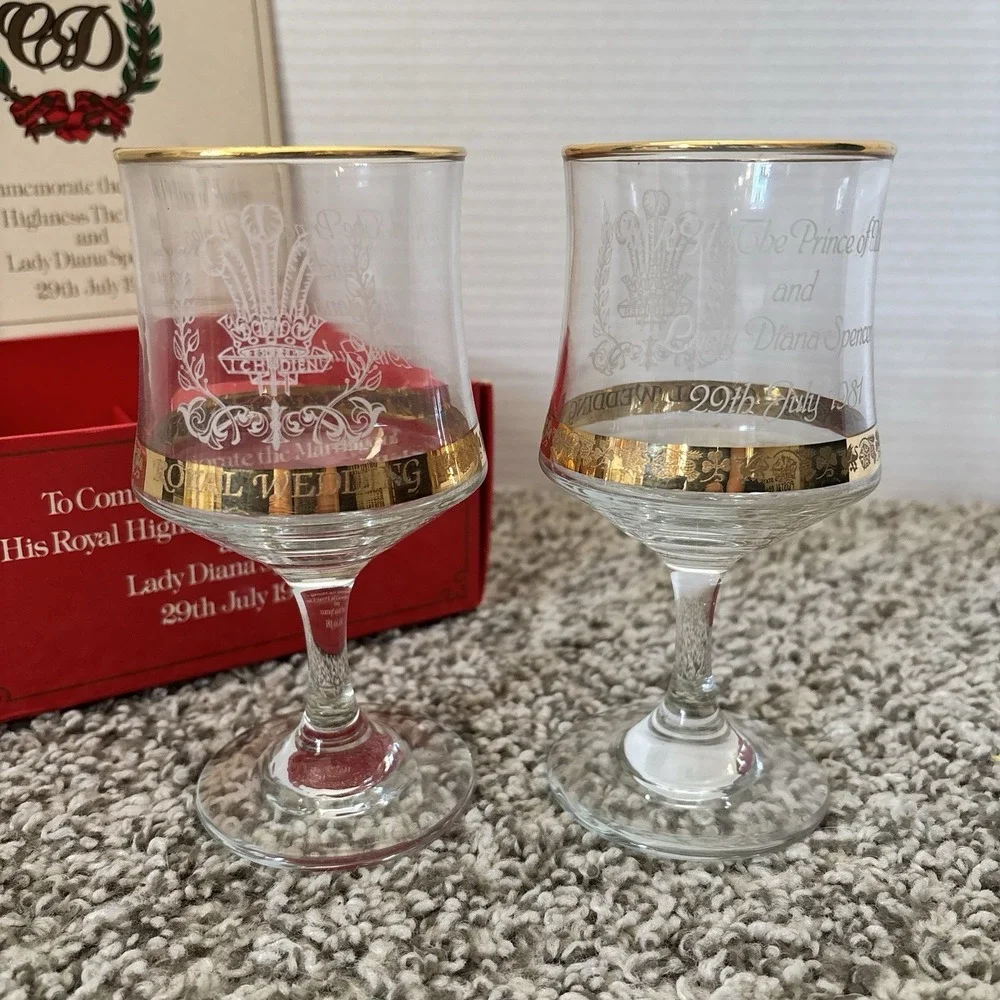Dema Two Royal Wedding Commemorative Goblets in Original Box
